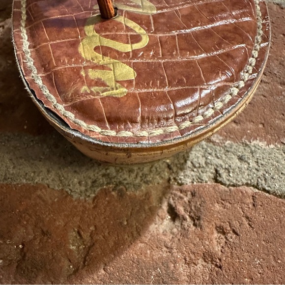 Women's Sam Edelman Orange & Brown Romy Leather Wedge Cork Heel Sandals size 11 - Picture 2 of 16